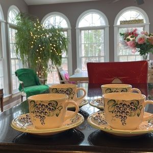 Cup & Saucer Set Grape Bower by CORNING - Set of 4